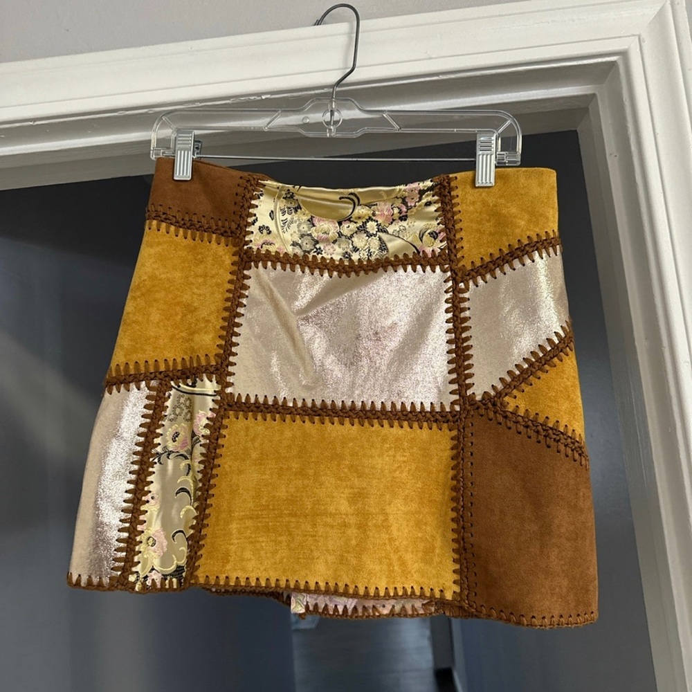 Metallic patchwork skirt